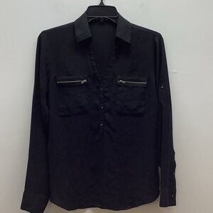 Express Size Small Black Blouse with Zipper Accents Preloved.